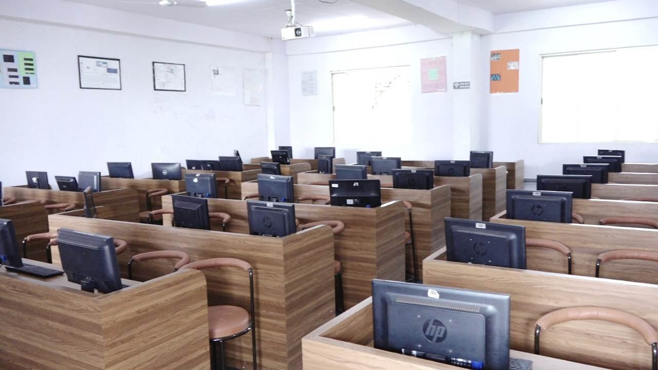 Individual computer workstations in a practical lab